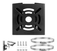 E-HORDE Universal Vertical Pole Mount Bracket for CCTV Security Camera, PTZ Dome Pole Wall Mounting Loop Bracket,Solid Metal Mounting Corner Bracket with 200mm Loops (1, Black)