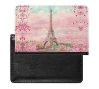 E-iffel Tower in Paris Spring Leather Passport Holder Compact ID Card Cover Case Slim Travel Wallet for Men Women