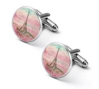 E-iffel Tower in Paris Spring Men’s Classic Cufflinks Jewelry Accessories for Suit Shirts Husband Anniversary Birthday Gift 1.7cm