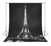 E-iffel Tower of Paris Black And White Photo Studio Backgrounds Black Photography Backdrop for Portrait Video Shooting Live 56"x79"