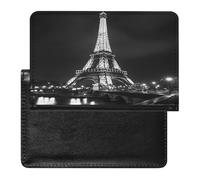 E-iffel Tower of Paris Black and White PU Leather Passport Covers RFID Blocking Wallet Holder with Card Protector Slot Travel Accessories