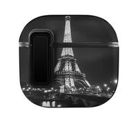 E-iffel Tower of Paris Black And White Stylish Case Cover Compatible with AirPods 4 Hard PC Protector with Black Button Protector