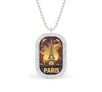 E-iffel Tower Paris Brilliant White Diamond Necklaces Jewelry Square Dainty Pendant Necklace Gift for Women