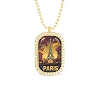 E-iffel Tower Paris Brilliant White Diamond Necklaces Jewelry Square Dainty Pendant Necklace Gift for Women