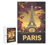 E-iffel Tower Paris Wooden Puzzle Letter on Back Adults Difficult Jigsaw Puzzles for Home Family Game Birthday Gift