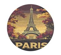 E-iffel Tower Paris Wooden Puzzle Letter on Back Circular Easy Jigsaw Puzzles for Elderly Birthday Gift Family Game
