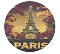 E-iffel Tower Paris Wooden Puzzle Letter on Back Circular Easy Jigsaw Puzzles for Elderly Birthday Gift Family Game