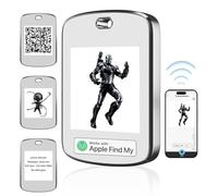E-Ink Smart Finder Air Tag, Item Tracker can Customize Personalized Information/Graphics/Text/Medical ID/DIY Logo etc, Locator Work with Apple Find My for Key, Kids, Pets, Luggages, Kids, Older.
