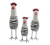E-isata Wooden Family Set Of Three Chicken Sculpture Figurine Animal Gifts Ornament Crafts Home Office Desk kitchen Decorations Collection