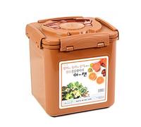 e-jen Sauerkraut Kimchi Probiotic Fermentation Jar with Vacuum Inner Lid Earthenware Brown 6.4 Litre