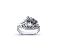 (E) Jewelco London Boys Rhodium Plated Sterling Silver Horse Rope Saddle Ring 8mm - ARN088