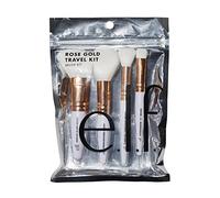 e.l.f. Rose Gold Travel Brush Kit, 4-Piece Brush Set For Concealer, Blush, Highlighter, Eyeshadow & More, Travel-Sized, Vegan & Cruelty-Free
