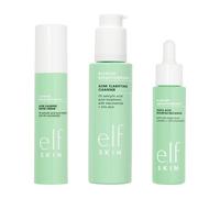 e.l.f. SKIN Blemish Breakthrough Routine | Calming Water Cream, Clarifying Cleanser & Triple-Acid Resurfacing Serum, Facial Kit for Acne Prone & Sensitive Skin, Vegan Skincare | Set of 3