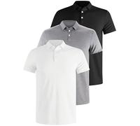 E-LIINJOYE 3 Pack Men's Casual Polo Shirts Breathable Cotton Pique Polos Tops Golf Work Shirts Short Sleeve Slim Fit,4XL,3P4