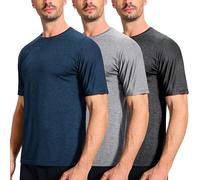 E-LIINJOYE 3 Pack Men's Quick Dry Moisture Wicking T Shirts Lightweight and Breathable Sports Tops Gym Running Short Sleeve,3XL 3P1