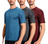 E-LIINJOYE 3 Pack Men's Quick Dry Moisture Wicking T Shirts Lightweight and Breathable Sports Tops Gym Running Short Sleeve,XL 3P2