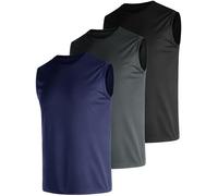 E-LIINJOYE Men's 3 Pack Dry Fit Quick Dry Tech Performance Sleeveless Running T Shirts Mesh Sport Gym Bodybuilding Tank Tops 3 pack1,4XL