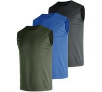 E-LIINJOYE Men's 3 Pack Dry Fit Quick Dry Tech Performance Sleeveless Running T Shirts Mesh Sport Gym Bodybuilding Tank Tops 3 pack3,4XL