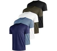 E-LIINJOYE Mens Short Sleeve Crew Neck Gym T Shirt Running Tops Mens Breathable Moisture Wicking Active Workout Shirts,XL 5P3