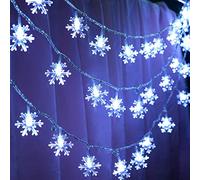 E-lishine 19ft /40LED Snowflake String Light String Outdoor Waterproof House Decorative Light String Interior Decoration,Decorative Snowflake Lights for Christmas, Party (Blue)