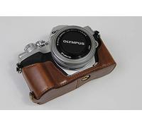 E-M10 Mark IV Case, Zakao PU Leather Half Bottom Opening Version Holster Camera Case With Hand Strap Protective Cover Bag Case for Olympus OM-D E-M10 Mark IV (Coffee)