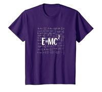 E=MC 2 Energy Mass Equation Einstein Dark T-Shirt, Youth, Purple, Medium