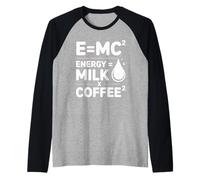 E=MC2 Funny Coffee Nerd Quote for Science Lover with Coffee Raglan Baseball Tee