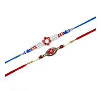 E Mega Mart India Lely's Bhaiya Bhabhi Rakhi Set(2Rakhi Roli Chawal, Greeting Card), One Size, Metal, No Gemstone