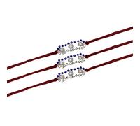 E Mega Mart India Lely's Designer American Diamond Rakhi For Rakshabandhan | Rakhi | Rakhi Combo | Set Of 3 Rakhi | Rakhi For Brother | Roli Chawal | Greeting Card, One Size, Metal, No Gemstone