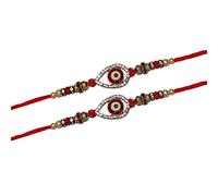 E Mega Mart India Lely's Designer Evil Eye Rakhi for Brother | Rakhi For Rakshabandhan | Rakhi | Rakhi Combo | Set Of 2 Rakhi | Rakhi For Brother | Roli Chawal | Greeting Card