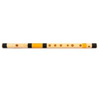E Natural Right Handed Middle Bansuri | Black & Orange | Tuned With Tanpura A=440Hz | PVC Flute + Hindi & English Flute Lessons