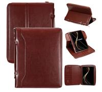 E NET-CASE 9-11 Inch Universal Tablet Case with Tri-Angle Adjustable Stand (Vertical/Horizontal), Detachable Shoulder Strap & Document Card Pocket, Premium PU Leather (Brown)