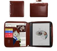 E NET-CASE Case for 10.3" Boox Note Air4 C (2024)/Boox Note Air3 C (2023) - Business Handheld Design Upgraded PU Leather Cover with Zipper & Pen Holder (Brown)