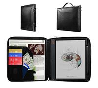 E NET-CASE Case for 10.3" Boox Note Air4 C (2024)/Boox Note Air3 C (2023) - Business Handheld Design Upgraded PU Leather Cover with Zipper & Pen Holder (Black)