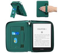 E NET-CASE Case for All-New Kindle Paperwhite 12th Gen 2024 (7") & Kindle Colorsoft Signature Edition 2024 (7")- Folder Design,Business Handheld Design Cover with Zipper & Pen Holder, Green