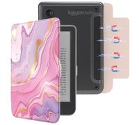 E NET-CASE Detachable Magnetic Case for 6" Kobo Clara Colour (2024) /Clara BW (2024) /2E (2022) eReader, Ultra Clear Back Scratch-Proof Light丨Easy to Detach & Attach丨Auto Sleep/Wake(Pink Flowing Gold)