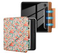 E NET-CASE Detachable Magnetic Case for 7" Kobo Libra Colour & Tolino Vision Color (2024) eReader, Ultra Clear Back Scratch-Proof Light丨Easy to Detach & Attach丨Auto Sleep/Wake, Orange Flower