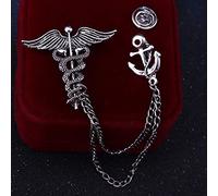 E New Retro Snake Animal Brooch Angel Wings Tassel Chain Lapel Pins Suit Collar Pin Badge Shirt Brooches for Men Accessories (Silver)