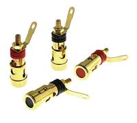 E-outstanding 4PCS 4mm Banana Socket Connector Gold Plated Audio Plug Jack Amplifier Speaker Terminal Spring Loaded Press Cable Audio Power Amplifier Binding Post