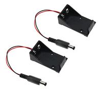 E-outstanding 9V Battery Holder 2PCS Black 6F22 9V Battery Storage Case Box with 2.1x5.5mm DC Male Plug and Wire Leads for Arduino UNO R3 Battery Clip Container