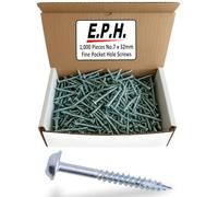 E.P.H. Pocket Hole Screws - No.7 x 32mm, Pack of 1,000 - Fine Self-Cutting Thread, Square Drive - For Hardwoods - EPHS7321000F
