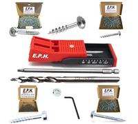 E.P.H. Pocket Hole Starter Kit - Twin Pocket Hole Jig, Drill Bit, 150mm #2 Driver + 550 Pocket Hole Screws