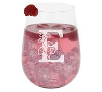 E Personalised Monogram Initial Etched Stemless Gin Glass - Engraved Name Birthday Gift for Her or Him - Custom Name Personalised Initial 590ml