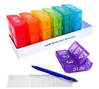 e-Pill 6 Times a Day 7 Day Weekly Pill Organizer - Large Capacity Rainbow Multicolor Pill Box for Vitamins & Medication