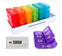 e-Pill 6 Times a Day x 7 Day Weekly Pill Organizer, Vitamin and Medicine Pill Box Reminder - with 6 Alarm Timer (White)