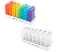 e-Pill 8 Times a Day x 7 Day Large Weekly Pill Organizer, Vitamin, and Medicine Box (2-Pack (Clear & Rainbow))