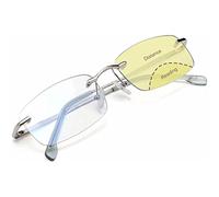 E & R Elegant Rabbit Bifocal Reading Glasses for Men Women Rimless Blue Light Blocking Computer Readers with Spring Hinge 8517 (Silver, 3.0, multiplier_x)