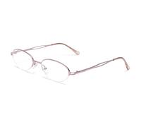 E & R Elegant Rabbit Reading Glasses for Women Half Rim Metal Frame Readers Blue Light Blocking Computer Readers Oval Half Moon Magnifying Glasses (Pink, 1.5, x)