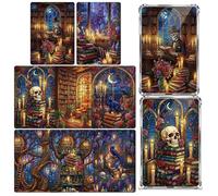 E-Reader Clear Case Inserts 8 PCS - Dark Academia Aesthetic Gothic Library Skull Candle Art Cardstock Back Decor 6.9x4.8in for E-Readers Inserts Cardstock for E-Reader Gifts for Booklovers