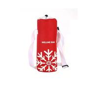 (E-Red snowflake) Summer Travel Portable Cooler Bag Oxford Cloth Insulation Sleeve Camping Insulated Water Bottle Keep warm/cold Drink Carrier